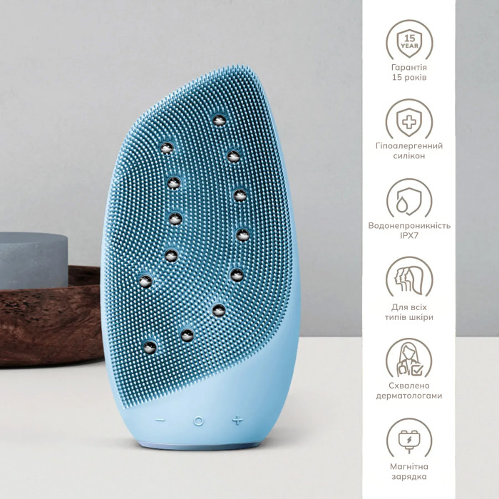 Очищувальна щітка для обличчя GESKE Sonic Thermo Facial Brush&Face-Lifter 8в1 aquamarine