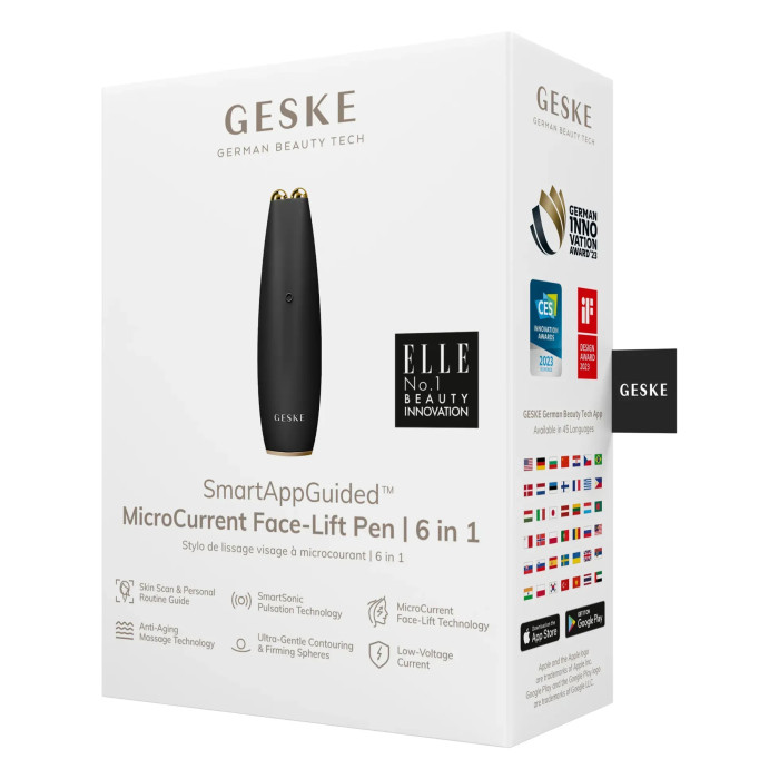 Мікрострумова ручка для підтяжки шкіри обличчя GESKE MicroCurrent Face-Lift Pen 6в1 gray