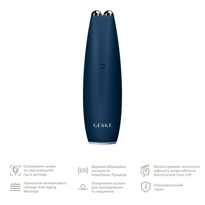 Мікрострумова ручка для підтяжки шкіри обличчя GESKE MicroCurrent Face-Lift Pen 6в1 midnight