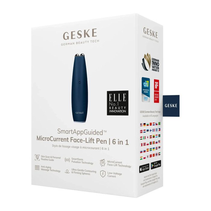 Мікрострумова ручка для підтяжки шкіри обличчя GESKE MicroCurrent Face-Lift Pen 6в1 midnight