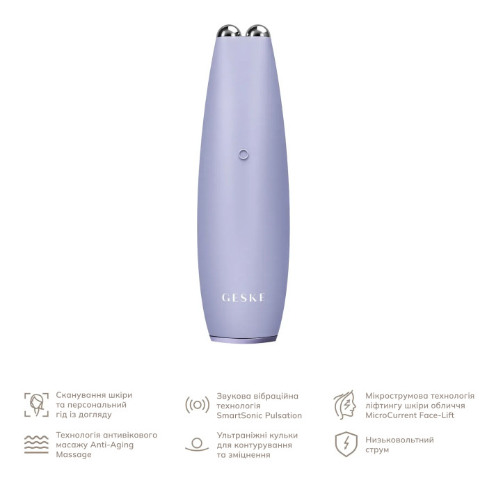 Мікрострумова ручка для підтяжки шкіри обличчя GESKE MicroCurrent Face-Lift Pen 6в1 purple