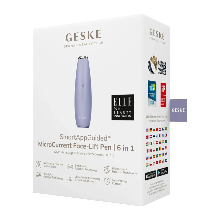 Мікрострумова ручка для підтяжки шкіри обличчя GESKE MicroCurrent Face-Lift Pen 6в1 purple