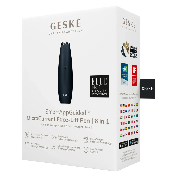 Мікрострумова ручка для підтяжки шкіри обличчя GESKE MicroCurrent Face-Lift Pen 6в1 black
