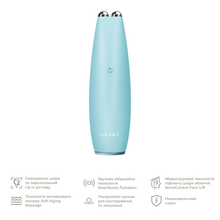 Мікрострумова ручка для підтяжки шкіри обличчя GESKE MicroCurrent Face-Lift Pen 6в1 turquoise