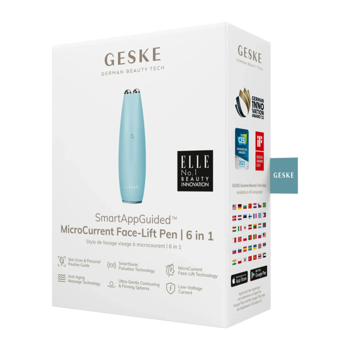 Мікрострумова ручка для підтяжки шкіри обличчя GESKE MicroCurrent Face-Lift Pen 6в1 turquoise