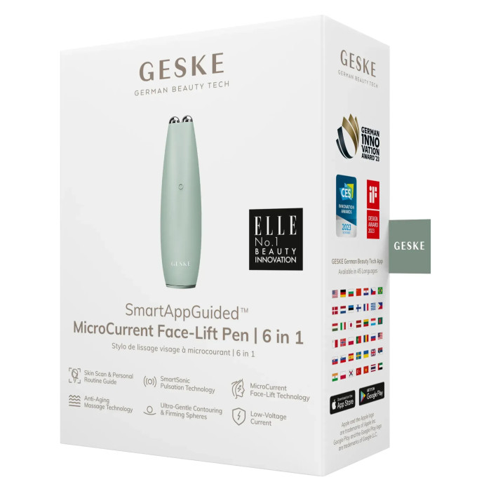 Мікрострумова ручка для підтяжки шкіри обличчя GESKE MicroCurrent Face-Lift Pen 6в1 green