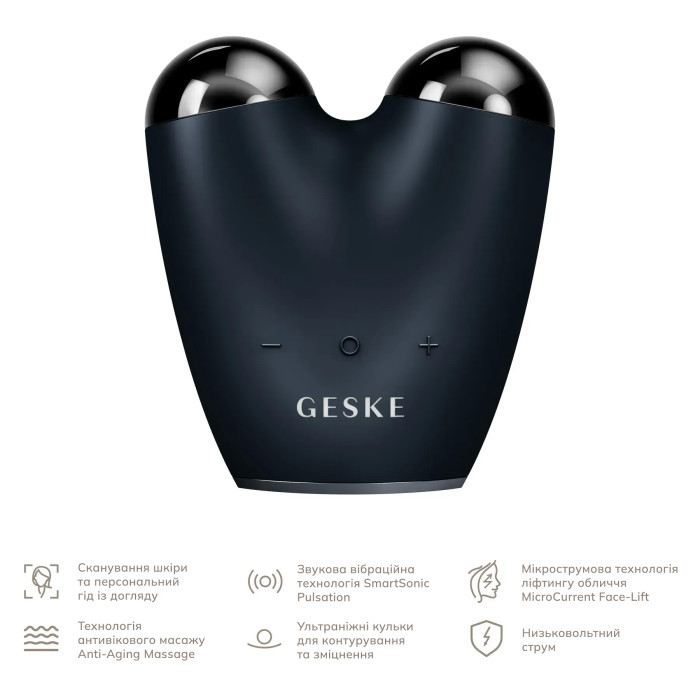 Мікрострумовий підтягувач шкіри обличчя GESKE MicroCurrent Face-Lifter 6в1 black