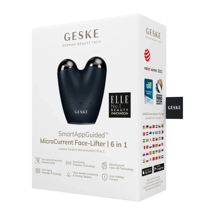 Мікрострумовий підтягувач шкіри обличчя GESKE MicroCurrent Face-Lifter 6в1 black