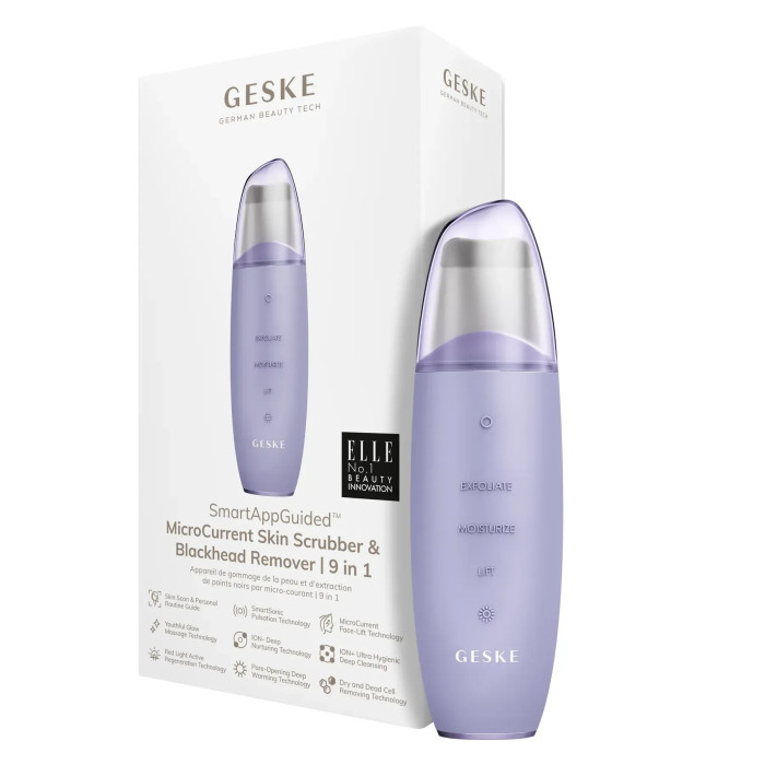 Мікрострумовий скрабер для шкіри та усунення чорних точок GESKE MicroCurrent Skin Scrubber&Blackhead Remover 9в1 purple