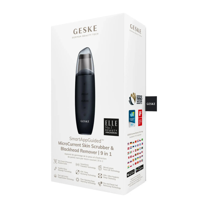 Мікрострумовий скрабер для шкіри та усунення чорних точок GESKE MicroCurrent Skin Scrubber&Blackhead Remover 9в1 black