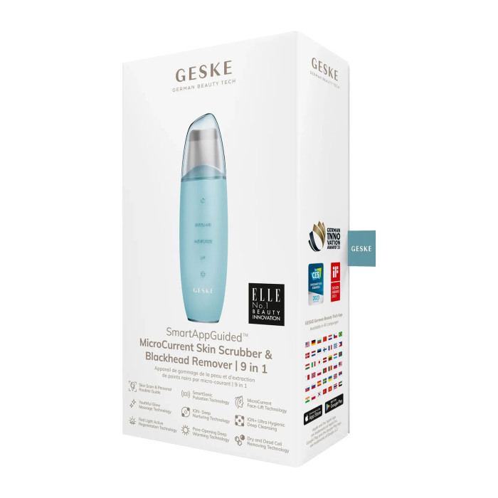 Мікрострумовий скрабер для шкіри та усунення чорних точок GESKE MicroCurrent Skin Scrubber&Blackhead Remover 9в1 turquoise
