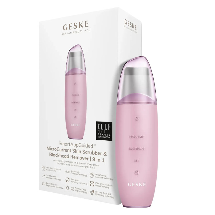 Мікрострумовий скрабер для шкіри та усунення чорних точок GESKE MicroCurrent Skin Scrubber&Blackhead Remover 9в1 pink