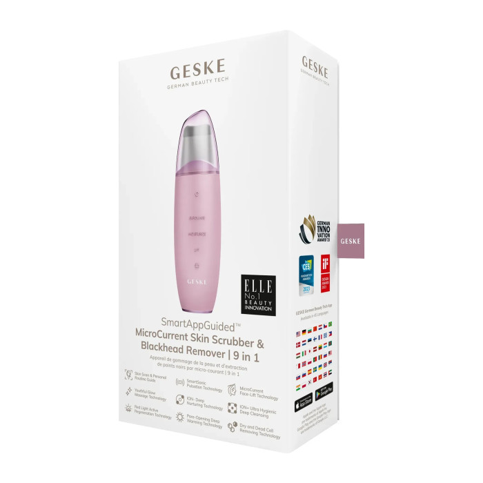 Мікрострумовий скрабер для шкіри та усунення чорних точок GESKE MicroCurrent Skin Scrubber&Blackhead Remover 9в1 pink