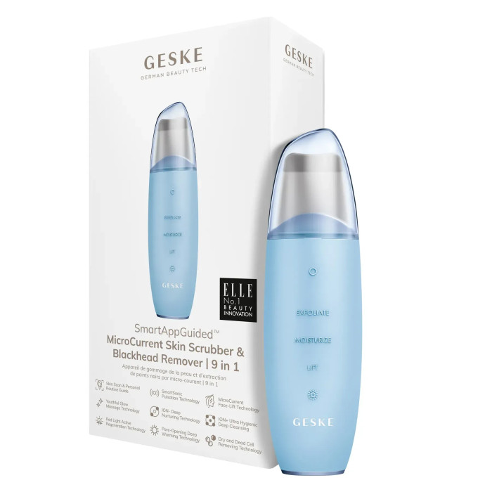 Мікрострумовий скрабер для шкіри та усунення чорних точок GESKE MicroCurrent Skin Scrubber&Blackhead Remover 9в1 aquamarine