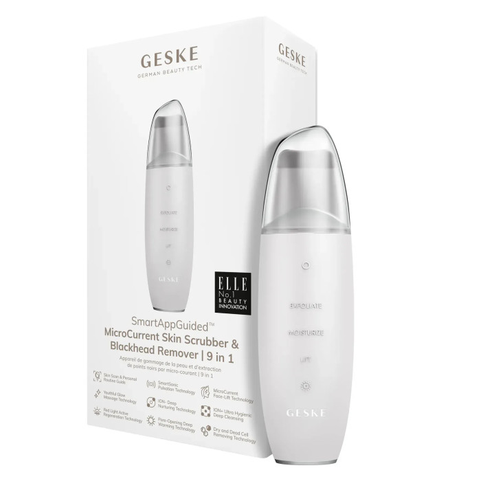 Мікрострумовий скрабер для шкіри та усунення чорних точок GESKE MicroCurrent Skin Scrubber&Blackhead Remover 9в1 white