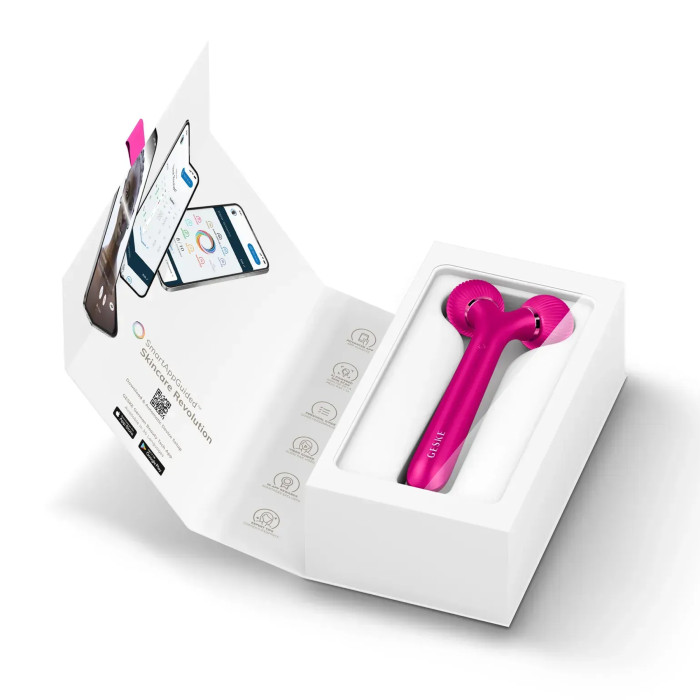 Електронний ультразвуковий ролик для обличчя GESKE Sonic Facial Roller 4в1 magenta