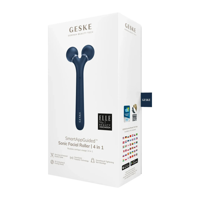 Електронний ультразвуковий ролик для обличчя GESKE Sonic Facial Roller 4в1 midnight