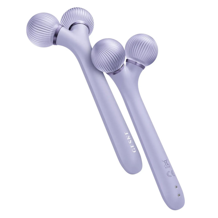 Електронний ультразвуковий ролик для обличчя GESKE Sonic Facial Roller 4в1 purple