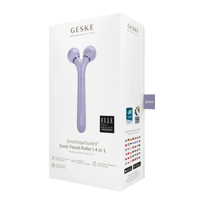 Електронний ультразвуковий ролик для обличчя GESKE Sonic Facial Roller 4в1 purple