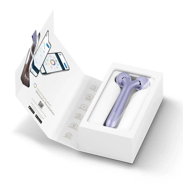 Електронний ультразвуковий ролик для обличчя GESKE Sonic Facial Roller 4в1 purple