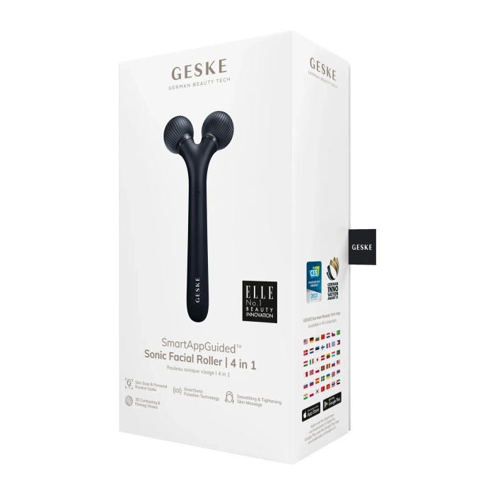 Електронний ультразвуковий ролик для обличчя GESKE Sonic Facial Roller 4в1 black