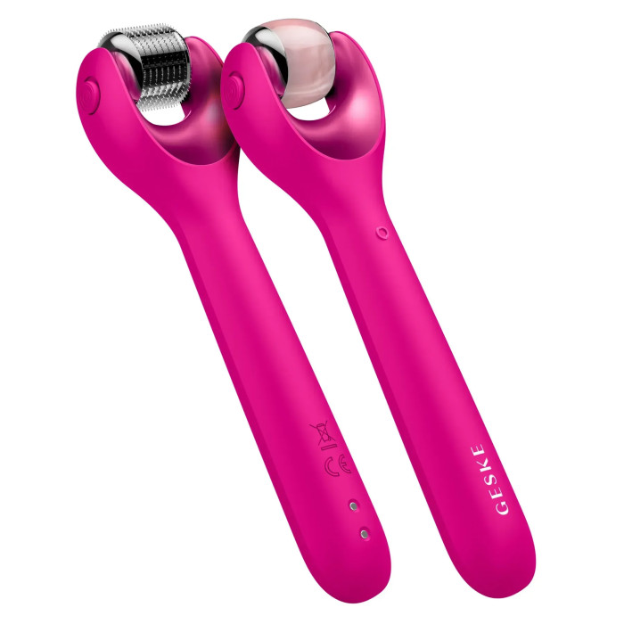 Електронний ролер для обличчя з мікроголками GESKE MicroNeedle Face Roller 9в1 magenta