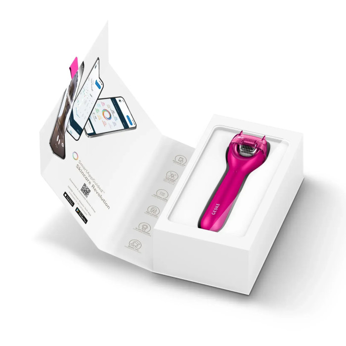 Електронний ролер для обличчя з мікроголками GESKE MicroNeedle Face Roller 9в1 magenta