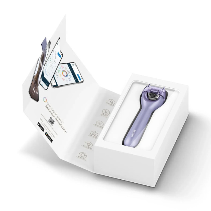 Електронний ролер для обличчя з мікроголками GESKE MicroNeedle Face Roller 9в1 purple
