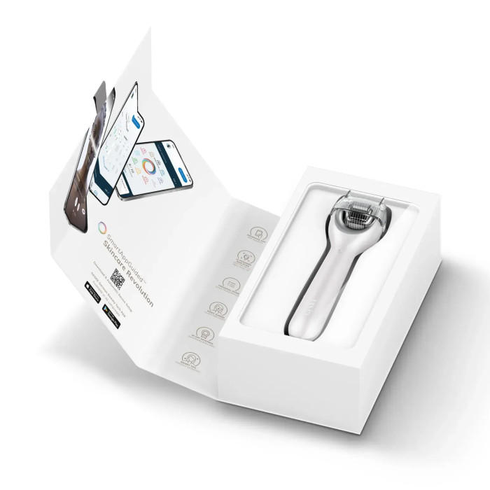 Електронний ролер для обличчя з мікроголками GESKE MicroNeedle Face Roller 9в1 white