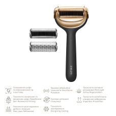 Електронний ролер для обличчя та тіла з мікроголками GESKE MicroNeedle Face&Body Roller 8в1 gray