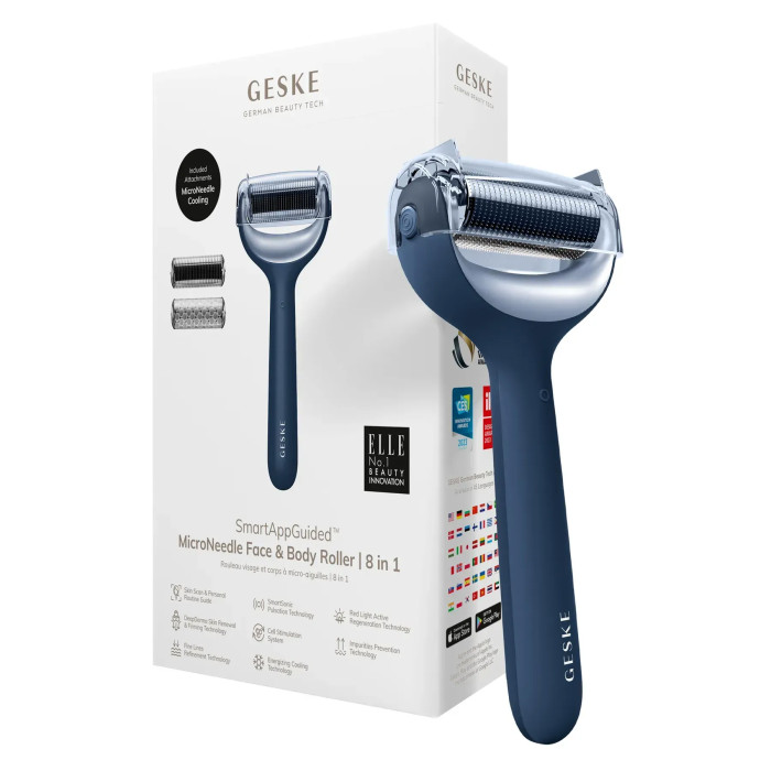 Електронний ролер для обличчя та тіла з мікроголками GESKE MicroNeedle Face&Body Roller 8в1 midnight
