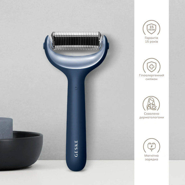 Електронний ролер для обличчя та тіла з мікроголками GESKE MicroNeedle Face&Body Roller 8в1 midnight