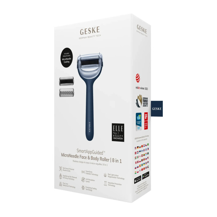 Електронний ролер для обличчя та тіла з мікроголками GESKE MicroNeedle Face&Body Roller 8в1 midnight