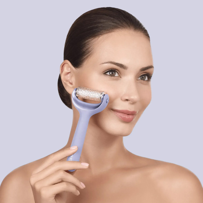Електронний ролер для обличчя та тіла з мікроголками GESKE MicroNeedle Face&Body Roller 8в1 purple