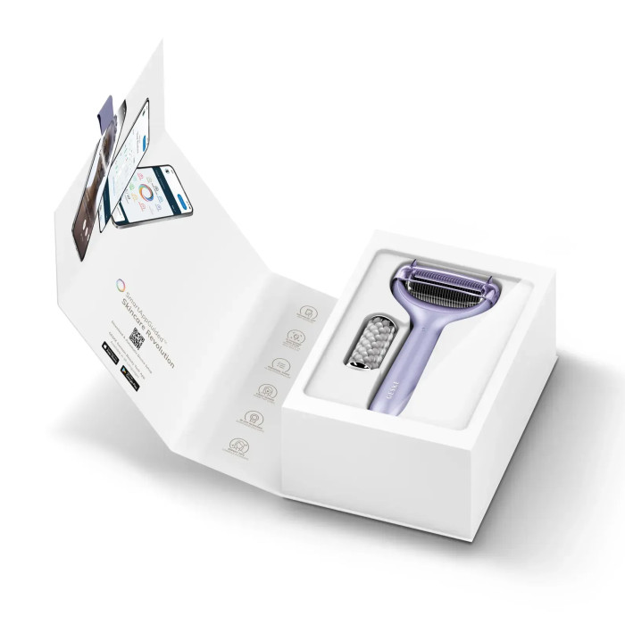 Електронний ролер для обличчя та тіла з мікроголками GESKE MicroNeedle Face&Body Roller 8в1 purple
