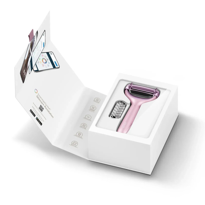 Електронний ролер для обличчя та тіла з мікроголками GESKE MicroNeedle Face&Body Roller 8в1 pink