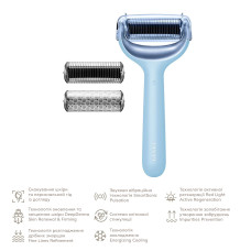 Електронний ролер для обличчя та тіла з мікроголками GESKE MicroNeedle Face&Body Roller 8в1 aquamarine