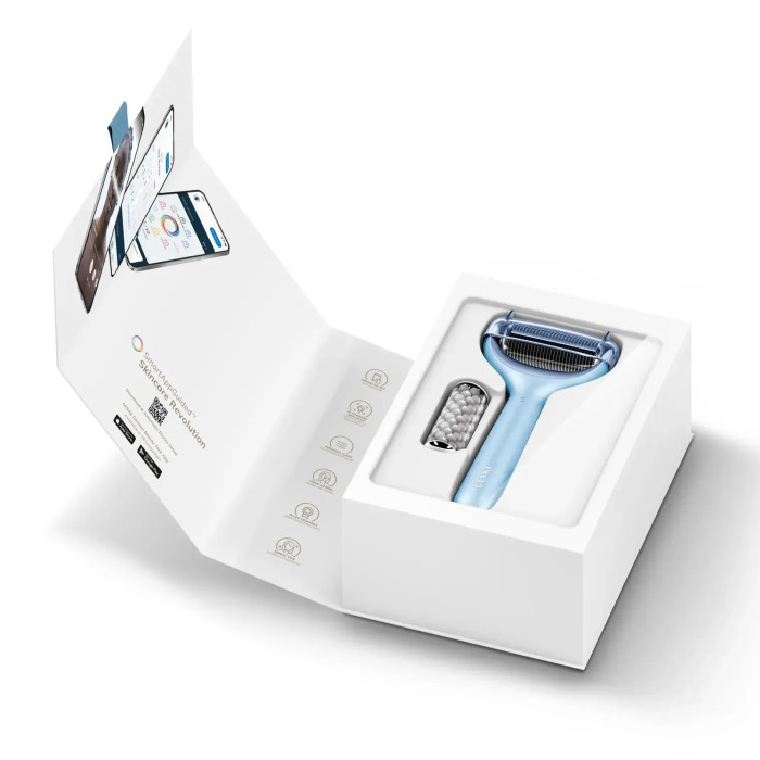 Електронний ролер для обличчя та тіла з мікроголками GESKE MicroNeedle Face&Body Roller 8в1 aquamarine