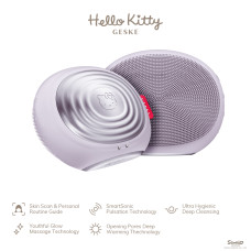 Електронна ультразвукова термощітка для обличчя GESKE Sonic Thermo Facial Brush 5в1 by Hello Kitty purple
