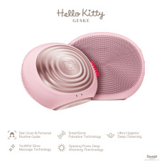 Електронна ультразвукова термощітка для обличчя GESKE Sonic Thermo Facial Brush 5в1 by Hello Kitty pink