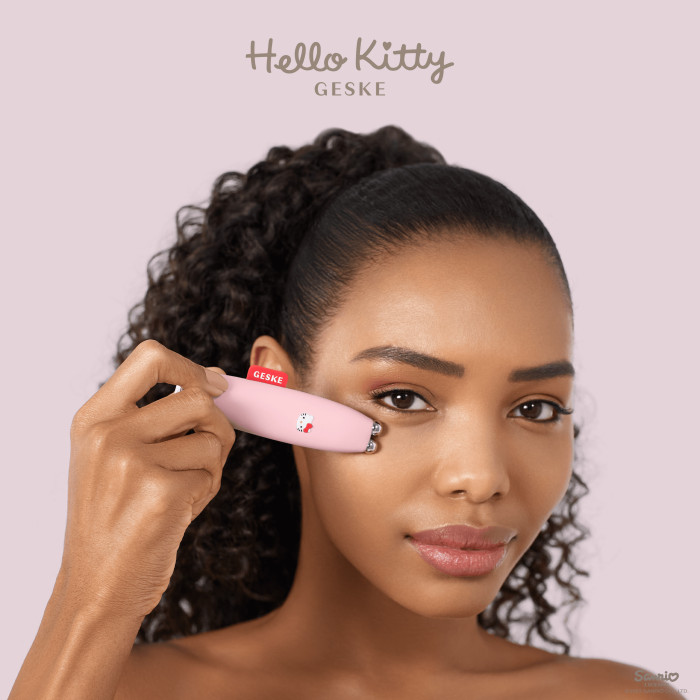 Мікрострумова ручка для підтяжки шкіри обличчя GESKE MicroCurrent Face-Lift Pen 6в1 by Hello Kitty pink