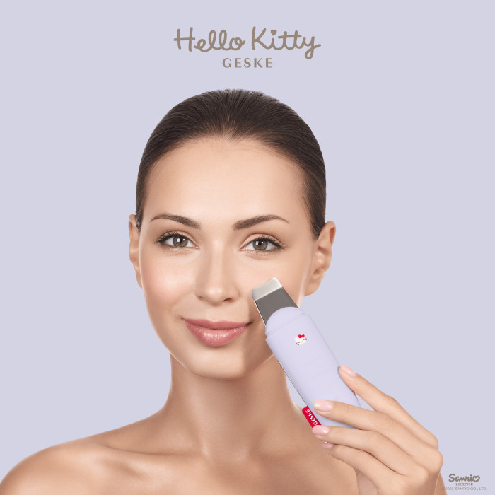 Мікрострумовий скрабер для шкіри і усунення чорних точок GESKE MicroCurrent Skin Scrubber&Blackhead Remover 9в1 Hello Kitty purple
