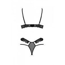 Еротичний комплект Passion DOLLY SET, XXL/XXXL, black, з відкритими чашками