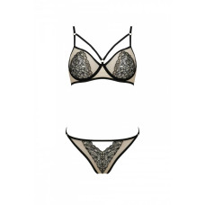 Комплект Passion LORINA SET, S/M, beige, бюстгальтер та трусики