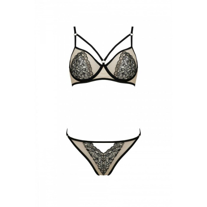 Комплект Passion LORINA SET, S/M, beige, бюстгальтер та трусики