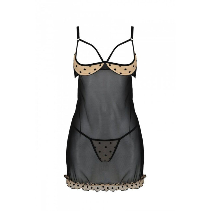 Еротичний пеньюар Passion MARINA CHEMISE, XXL/XXXL, beige