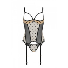 Корсет Passion MARINA CORSET, S/M, beige, з відкритими чашками