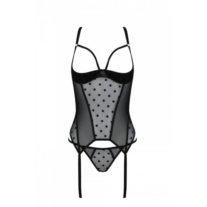 Корсет Passion MARINA CORSET, L/XL, black, з відкритими чашками