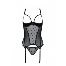 Корсет Passion MARINA CORSET, S/M, black, з відкритими чашками