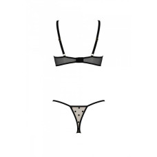Еротичний комплект Passion MARINA SET WITH OPEN BRA, S/M, beige, відкриті чашки